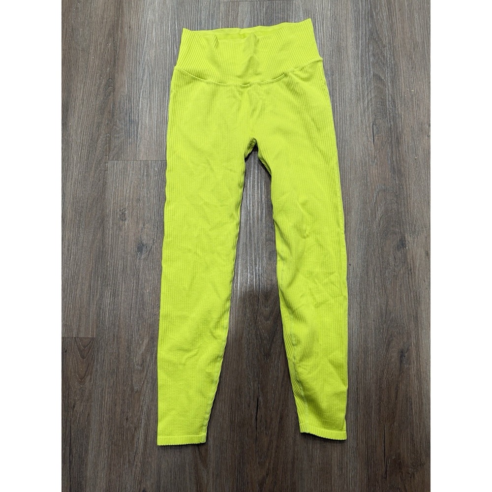Good American Rib Seamless 7/8 Leggings in Lemon Lime size1/2